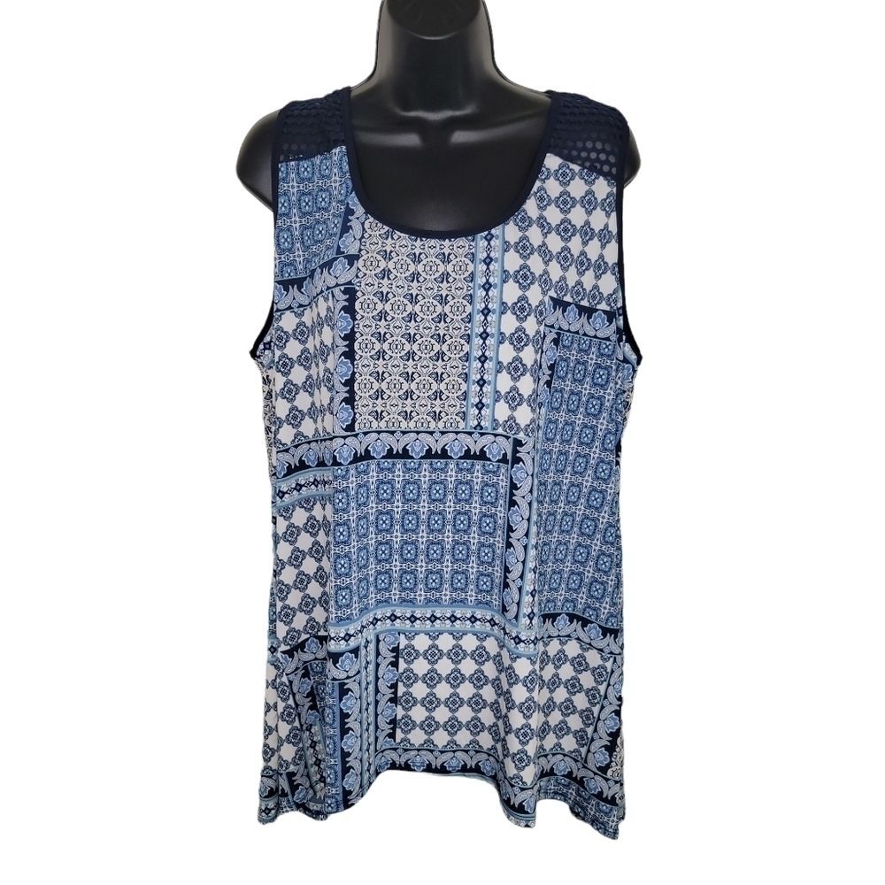Lavish Nwt floral paisley print mesh shoulder tank top size 3x